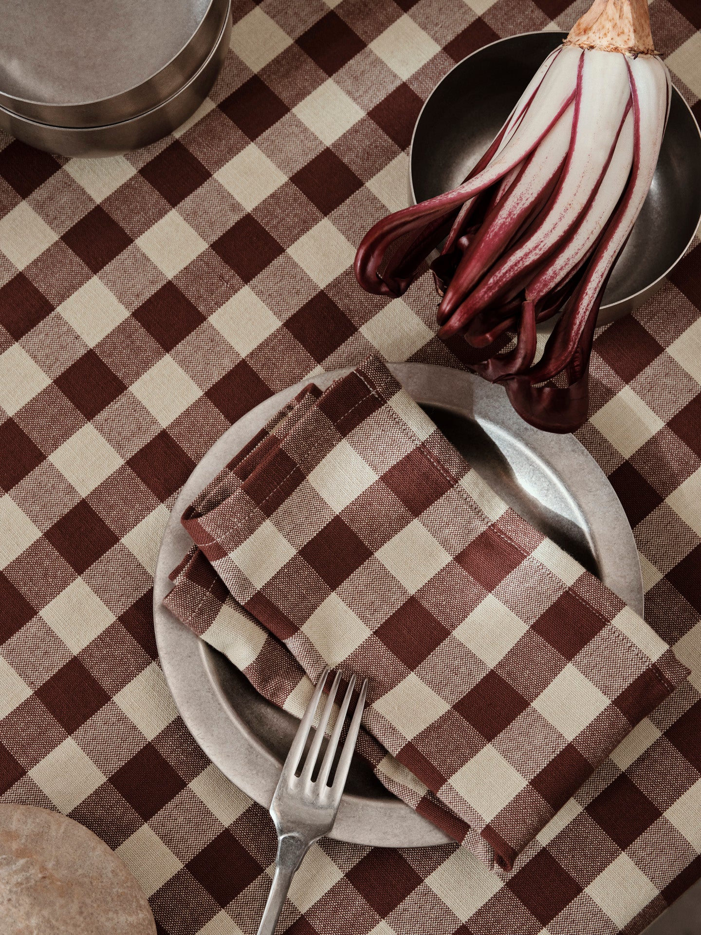 Bothy Check Napkins - Set of 4 - Cinnamon/Grey Green - Image 2
