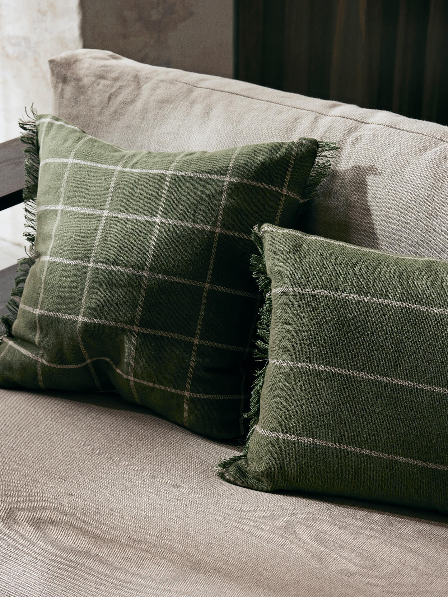 Calm Cushion - Olive/Off-White - Image 2