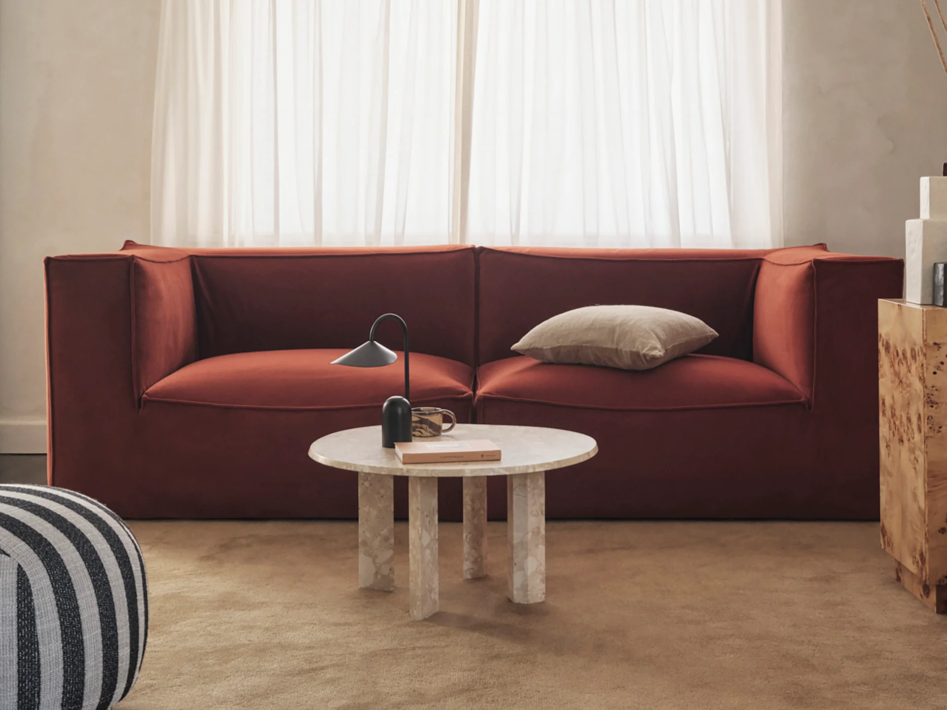 Catena Sofa Armrest Left S400 - Rich Velvet - Rust - US - Image 2