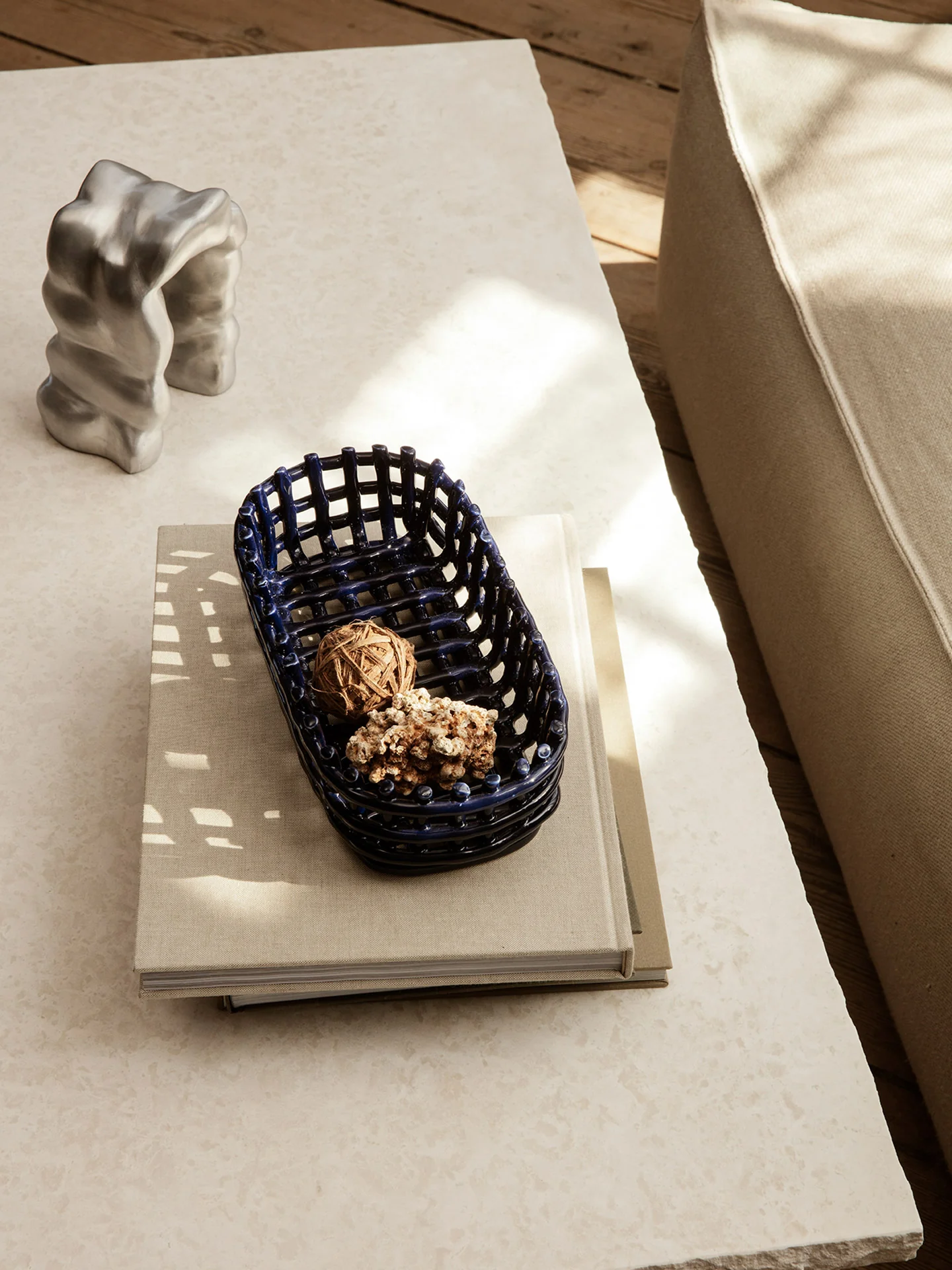 Ceramic Basket - Oval - Blue - Image 2