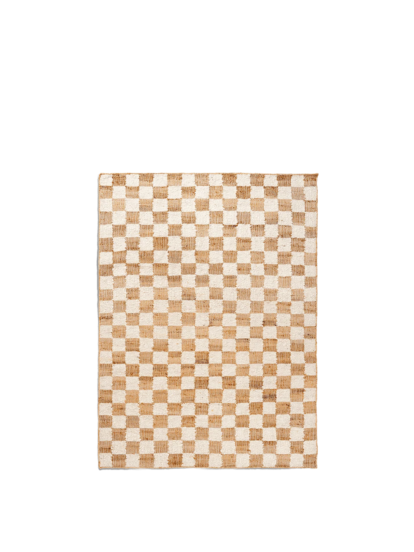 Check Wool Jute Rug - Off-White/Natural