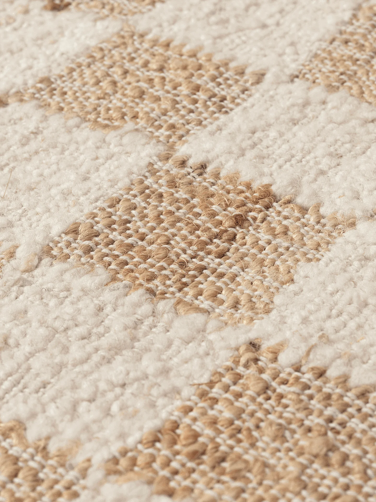 Check Wool Jute Rug - Off-White/Natural - Image 6