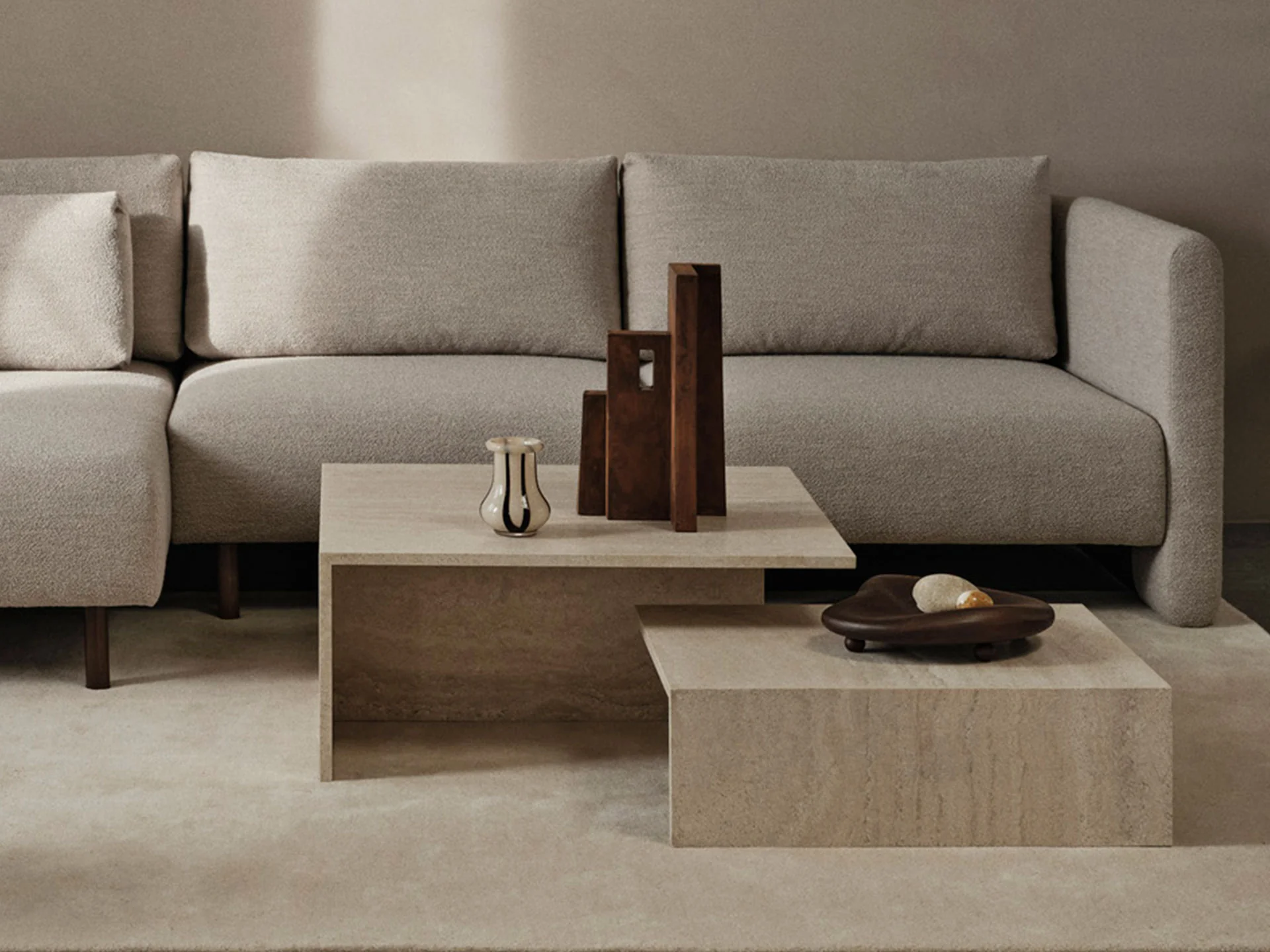 Distinct Grande Duo Tables - Travertine - Image 2