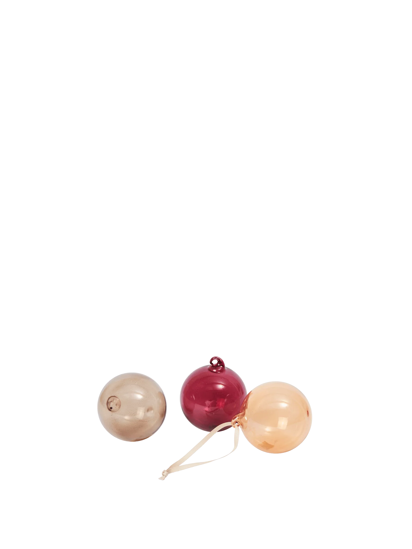 Glass Baubles - Medium - Set of 3 - Roseate Translucent