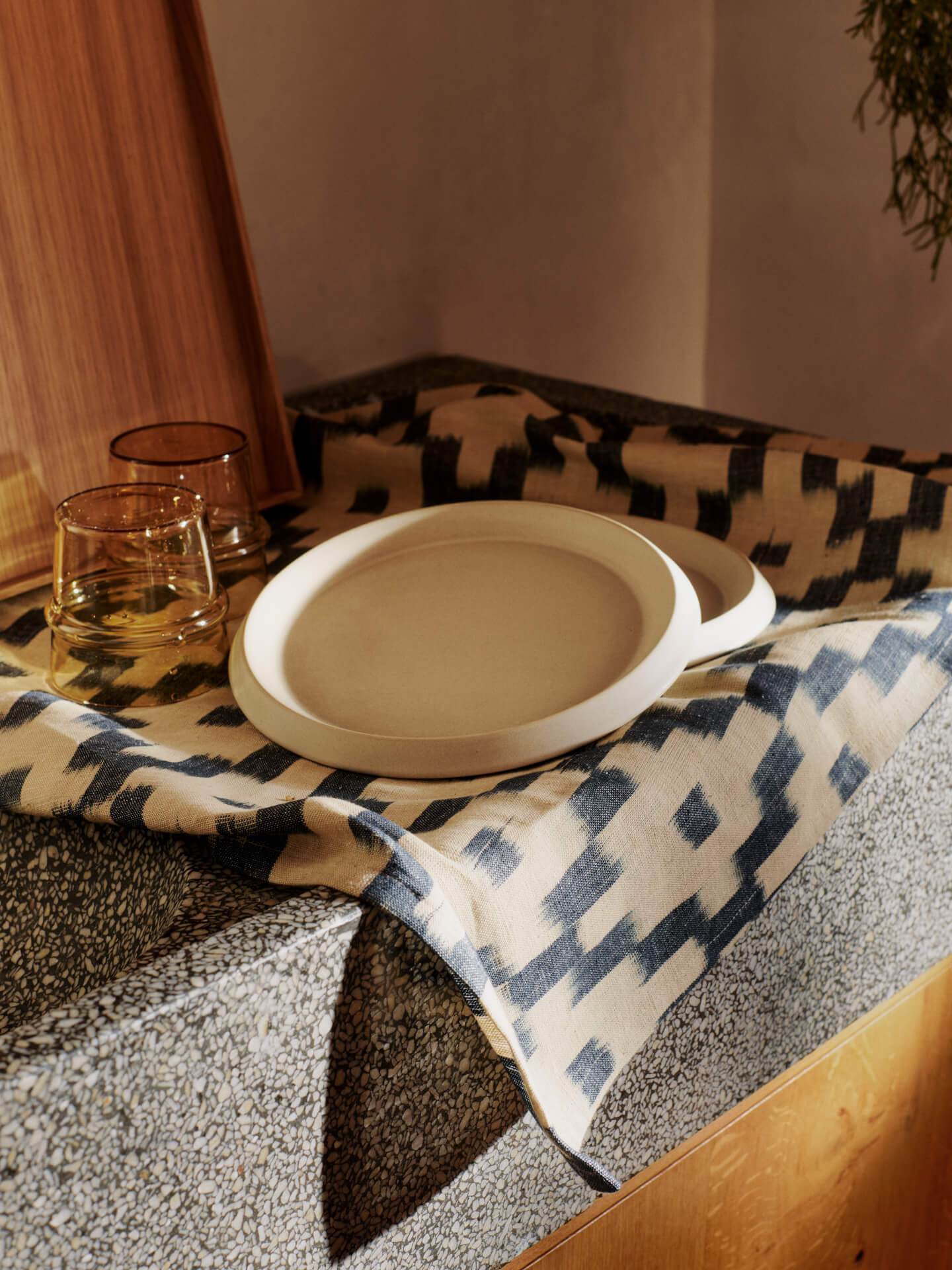 Ikat Tea Towel - Ink Blue/Off-White - Image 2