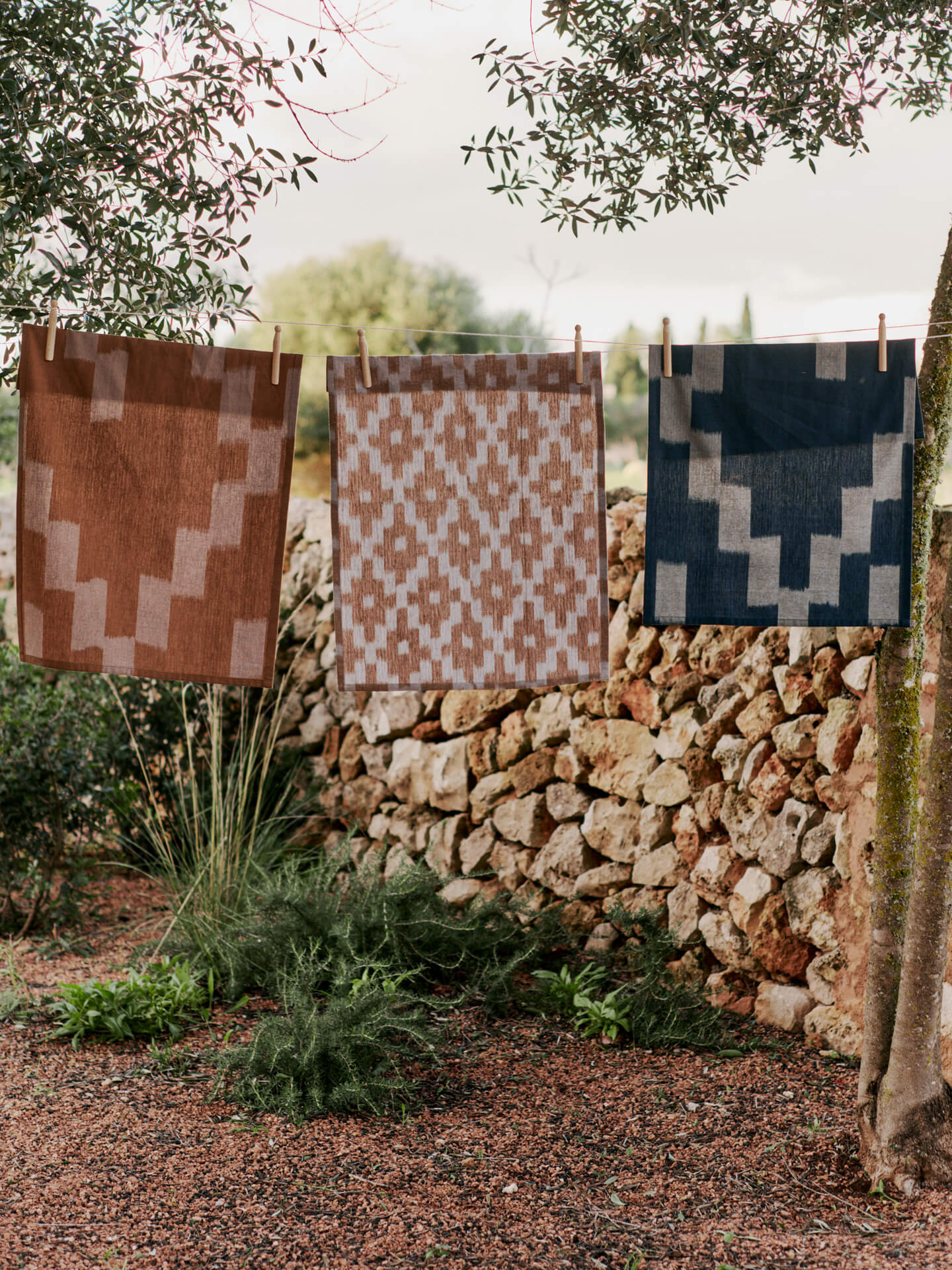 Ikat Tea Towel - Terracotta/Mist Blue - Image 2