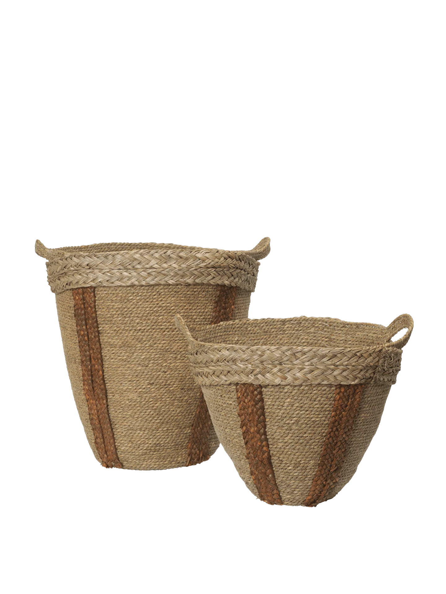 Mar Woven Baskets - Set of 2 - Natural/Red Brown