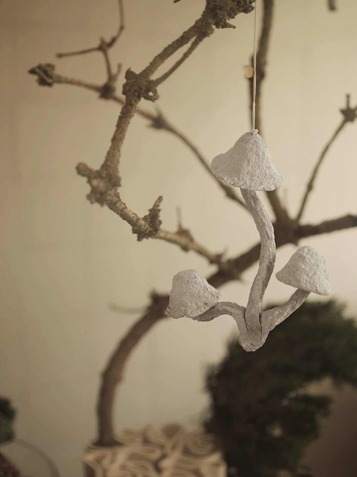 Mushroom Ornament - 3 Caps - Faded White - Image 2