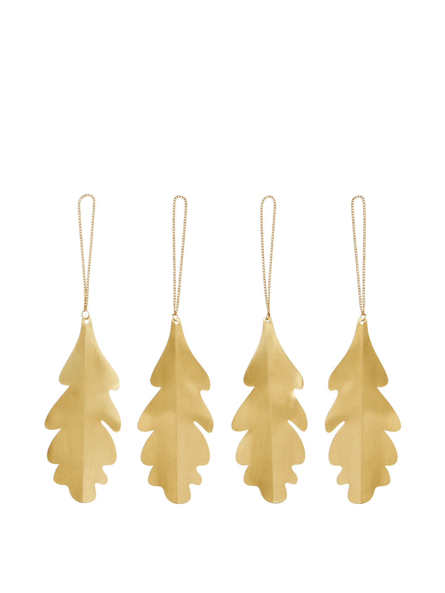 Oak Leaf Ornaments - Set of 4 - Brass