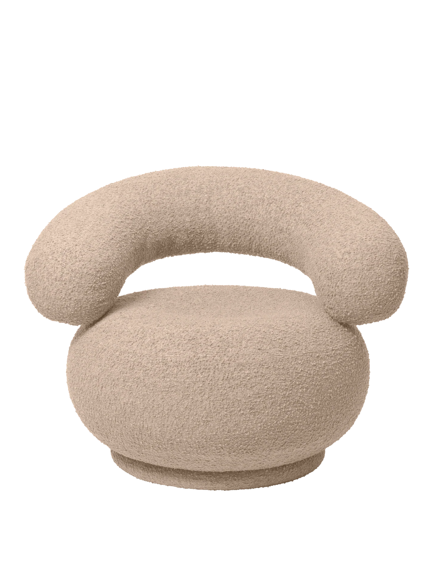 Orbo Lounge Chair - Swivel - Raw Bouclé - Natural - US