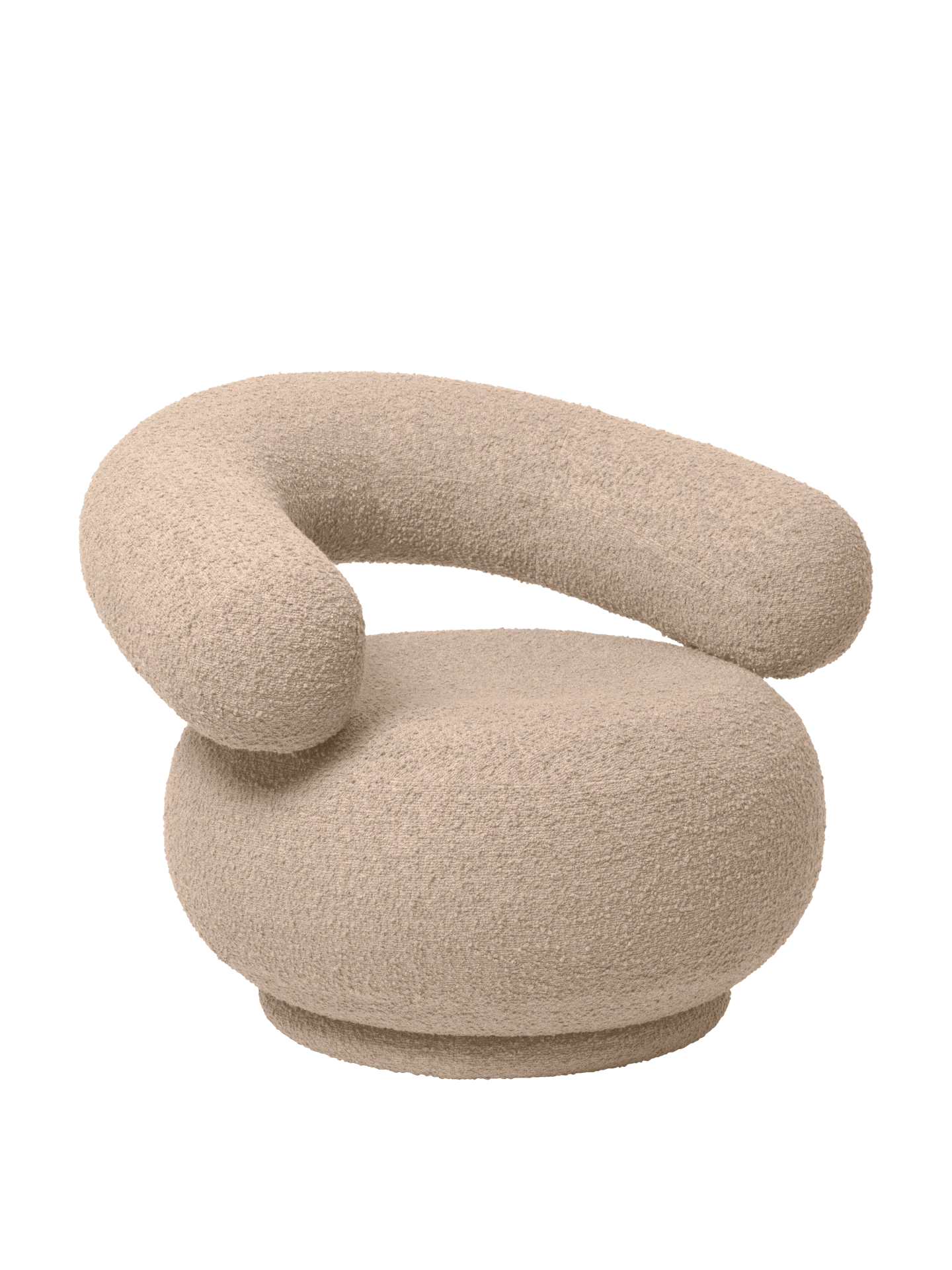 Orbo Lounge Chair - Swivel - Raw Bouclé - Natural - US - Image 2