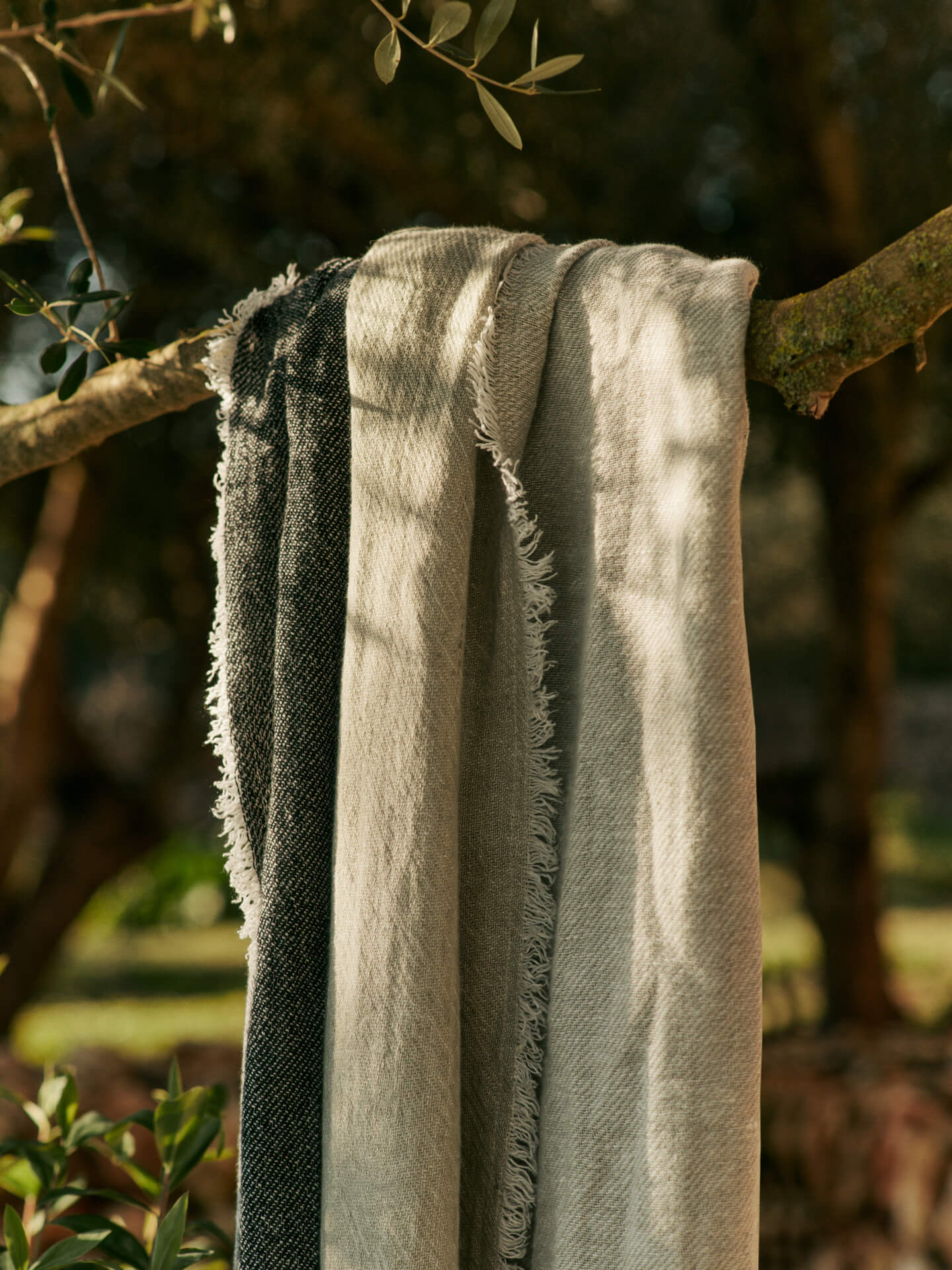 Pila Linen Throw - Black/Elm Green - Image 2