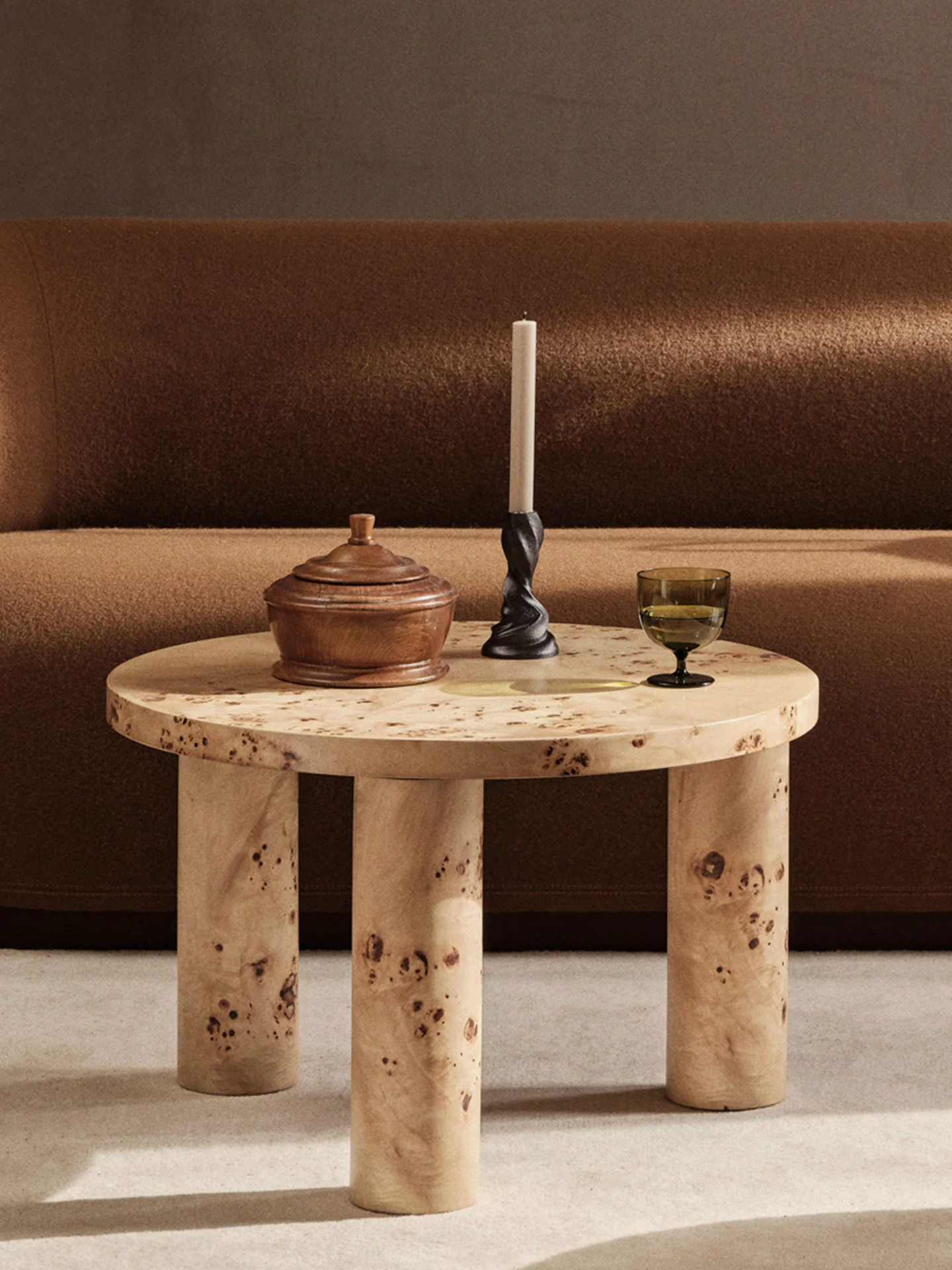 Post Coffee Table - Small - Poplar Burl Veneer - Image 2