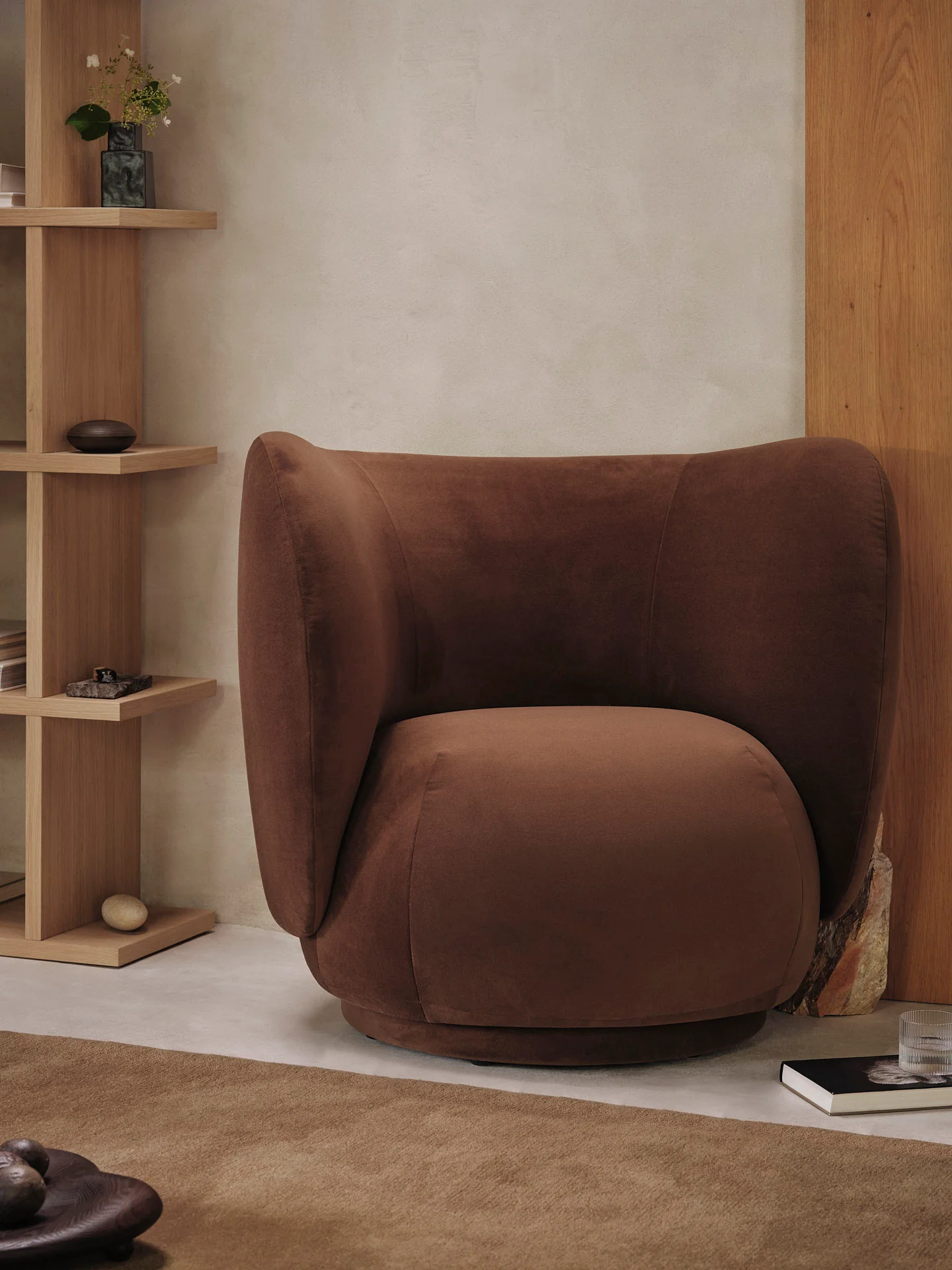 Rico Lounge Chair - Swivel - Rich Velvet - Soft Brown - US - Image 3
