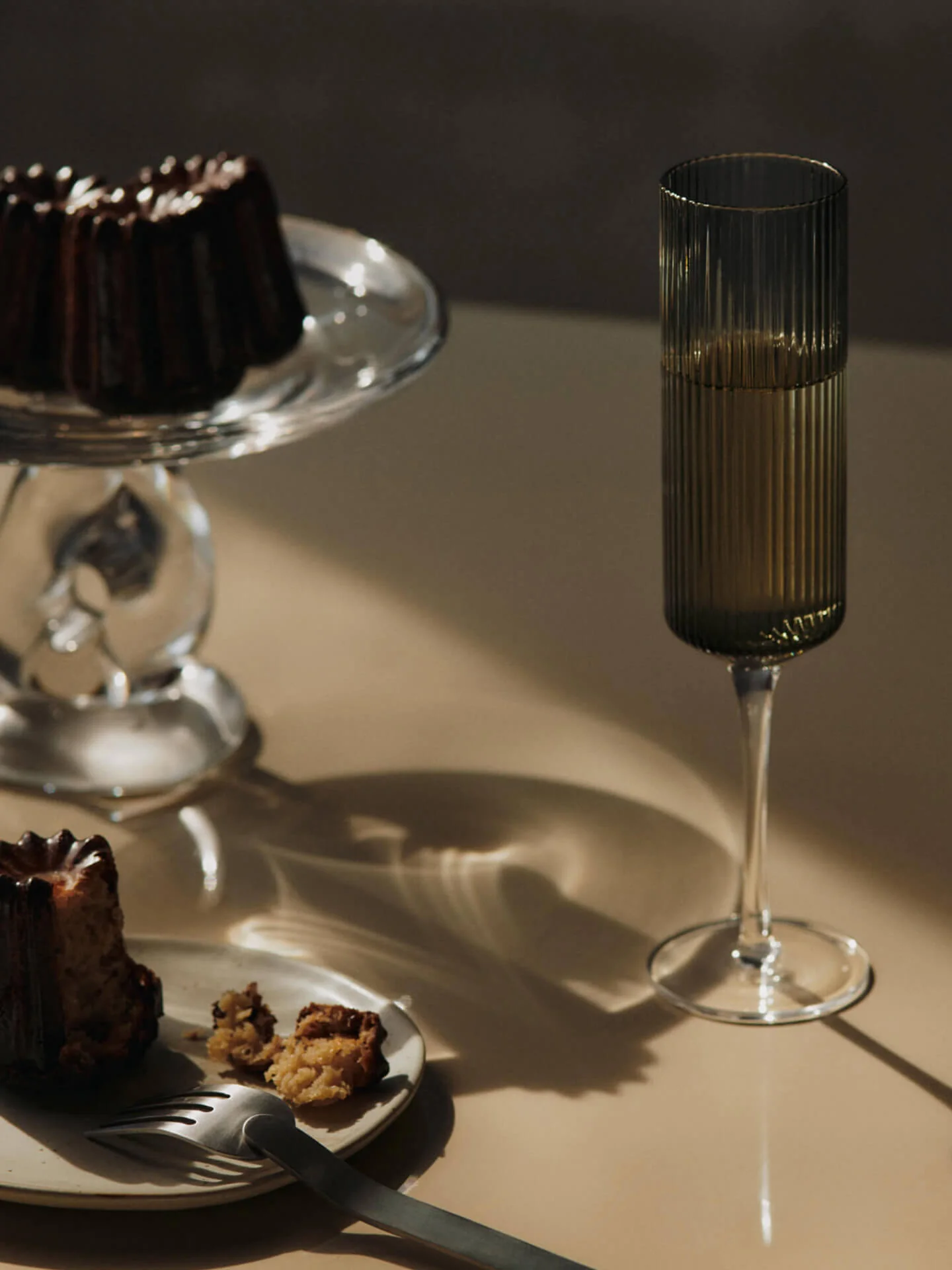 Ripple Champagne Flutes - Set of 2 - Smoked Grey - Image 2