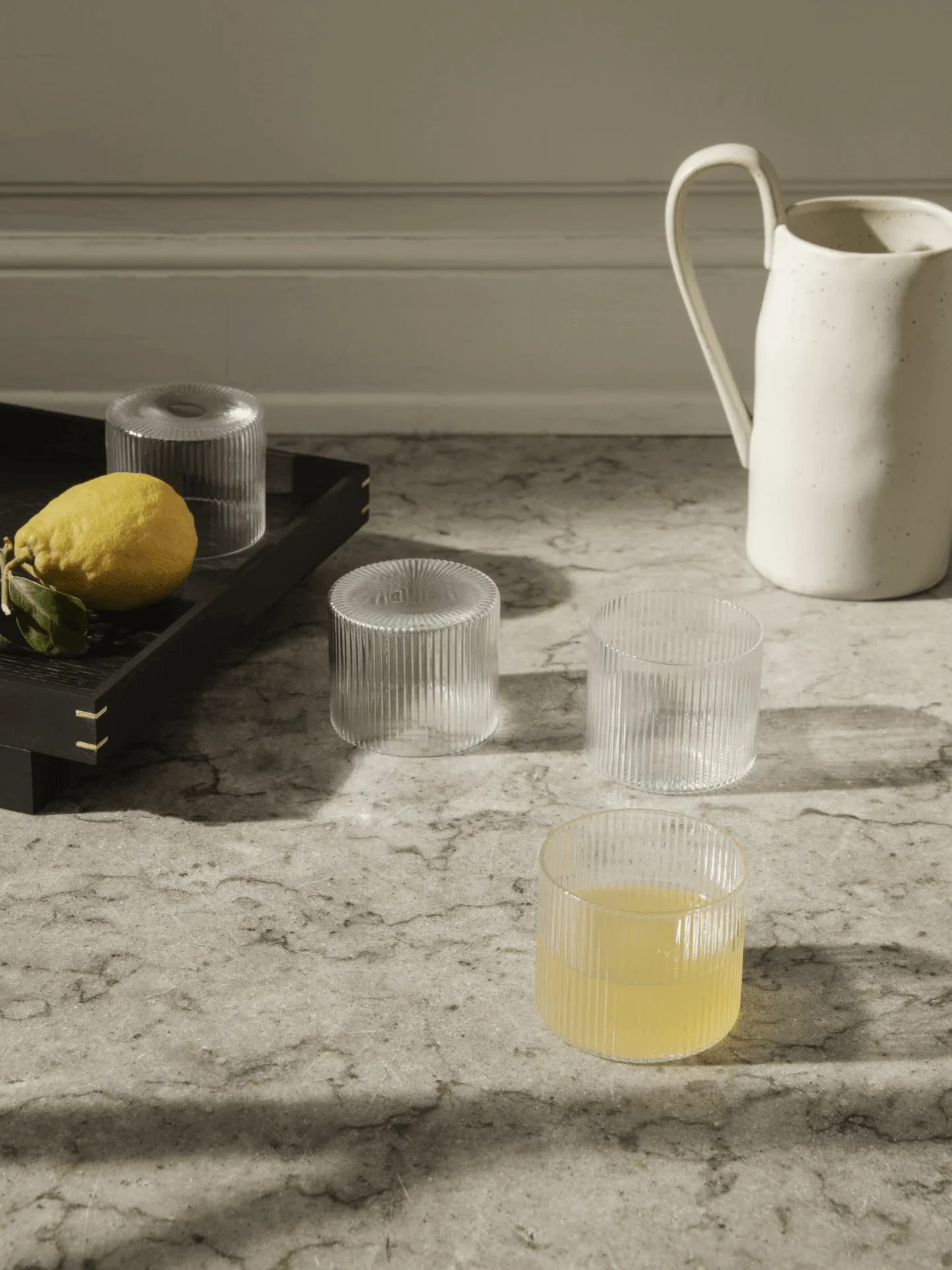 Ripple Low Glasses - Set of 4 & Carafe Gift Set - Clear - Image 2