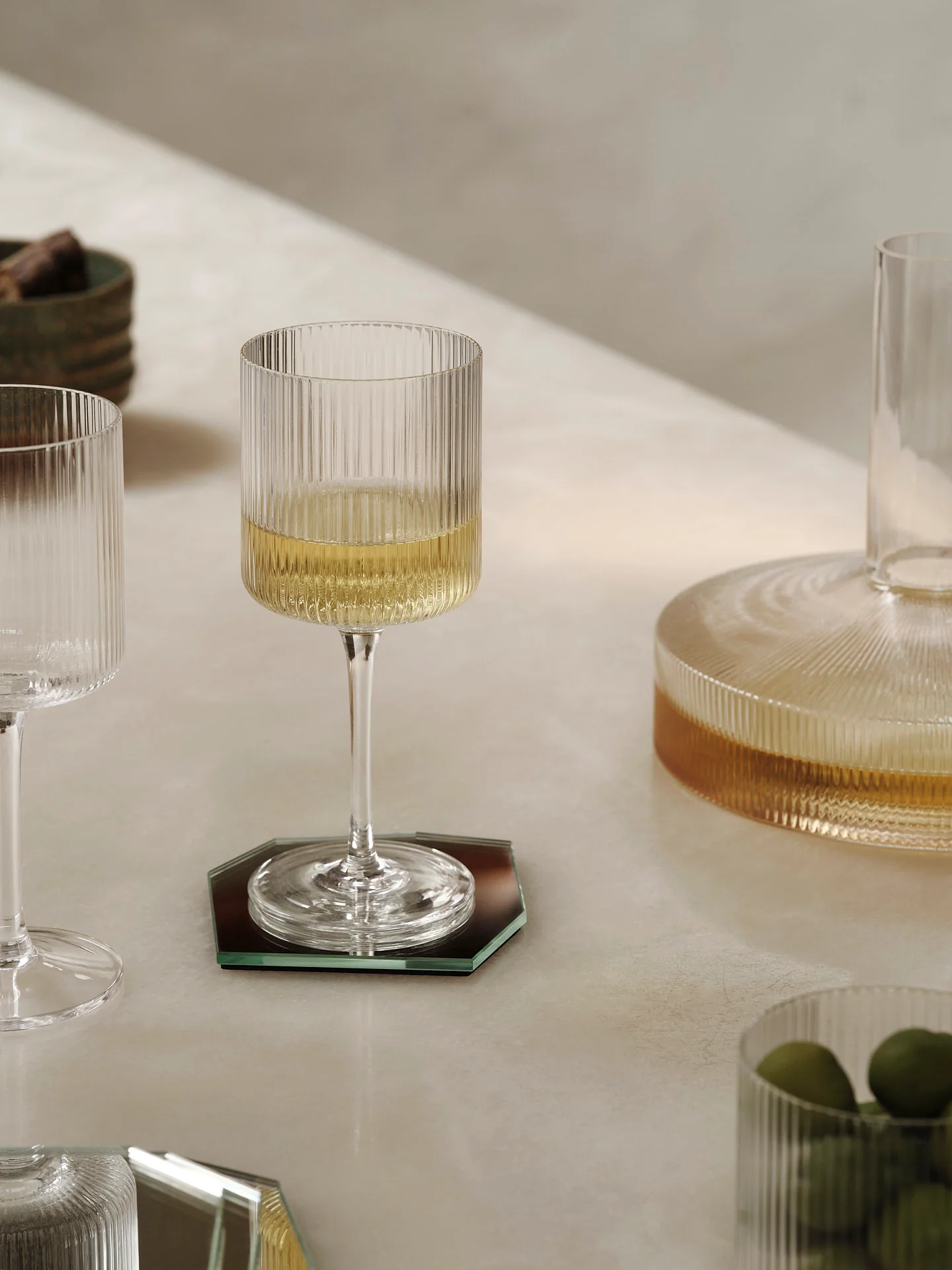Ripple White Wine Glasses - Set of 2 - Clear - Image 2