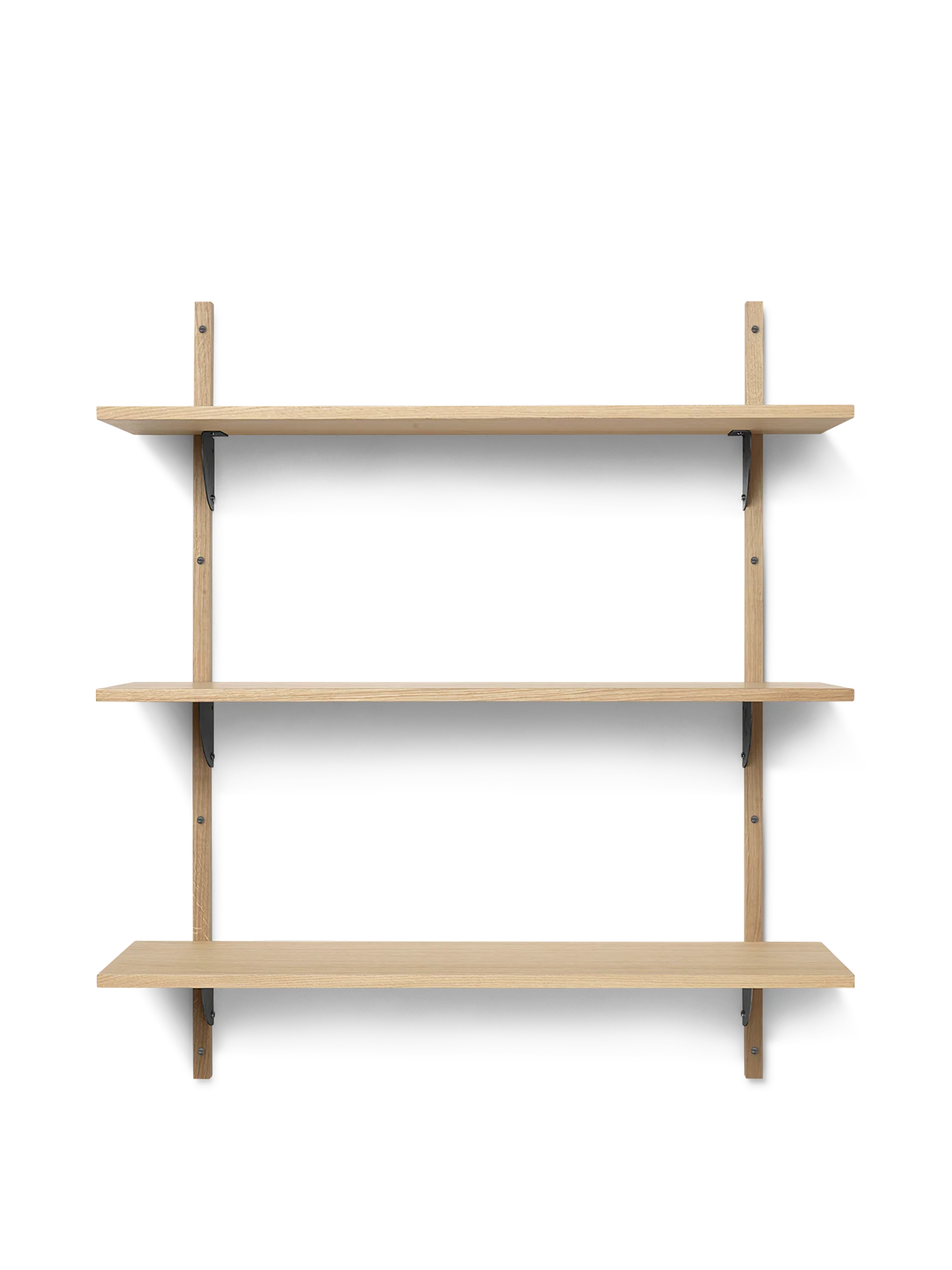 Sector Shelf - Triple - Wide - Natural Oak/Black Brass