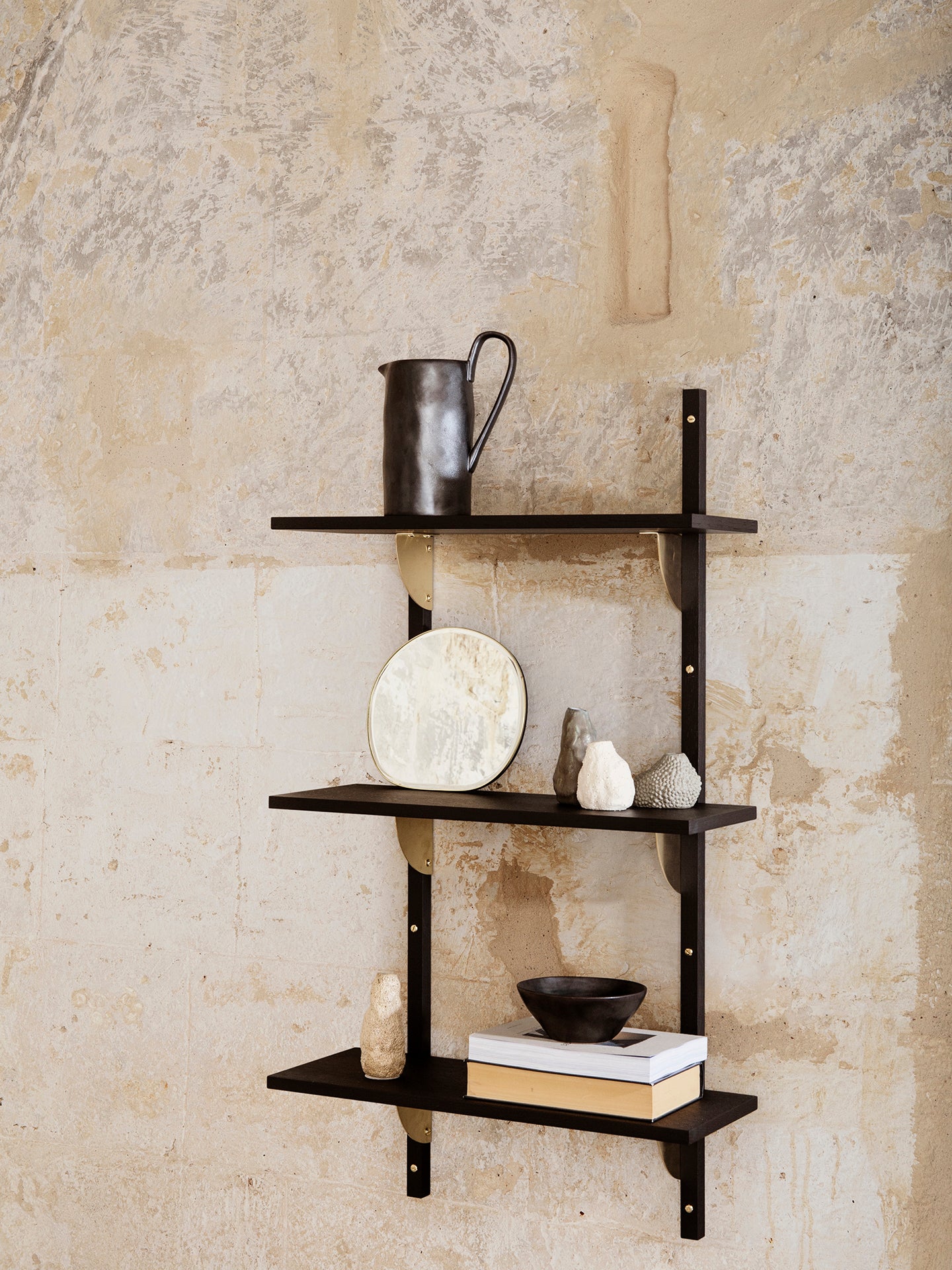 Sector Shelf - Triple - Narrow - Black Ash/Brass - Image 2
