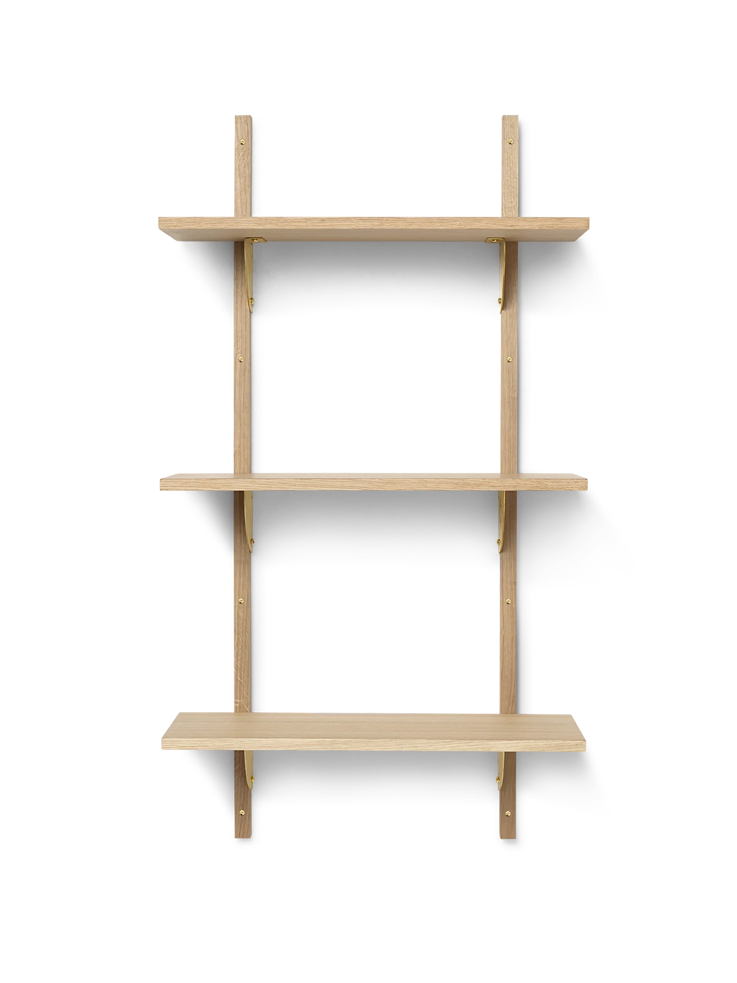 Sector Shelf - Triple - Narrow - Natural Oak/Brass
