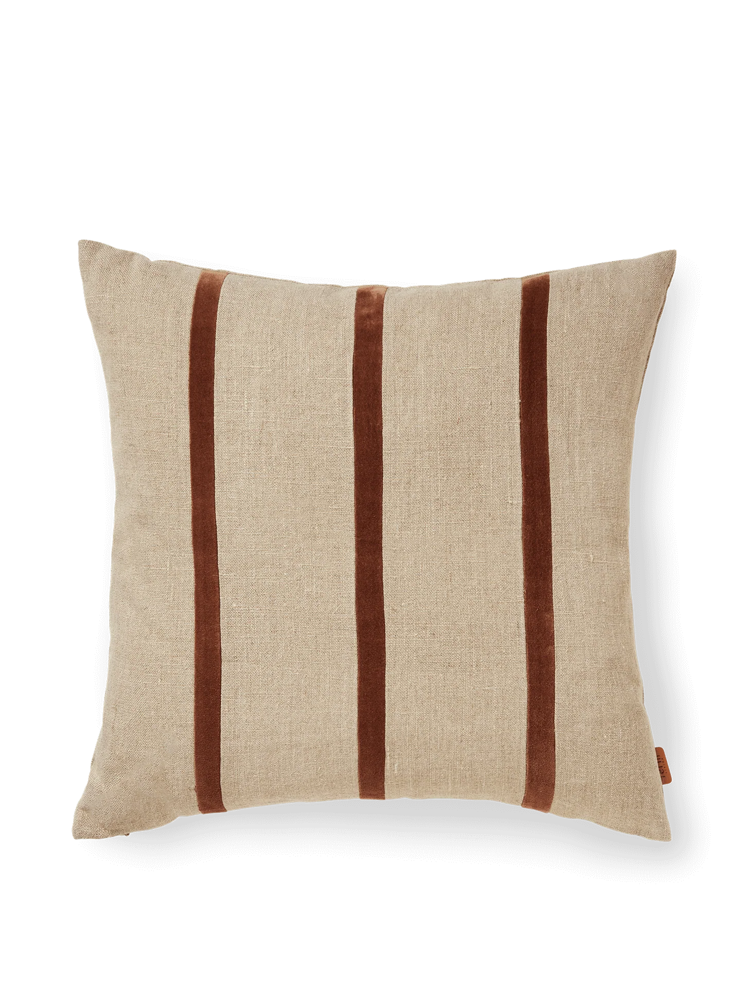 Senti Stripe Cushion - Linen/Carob Brown