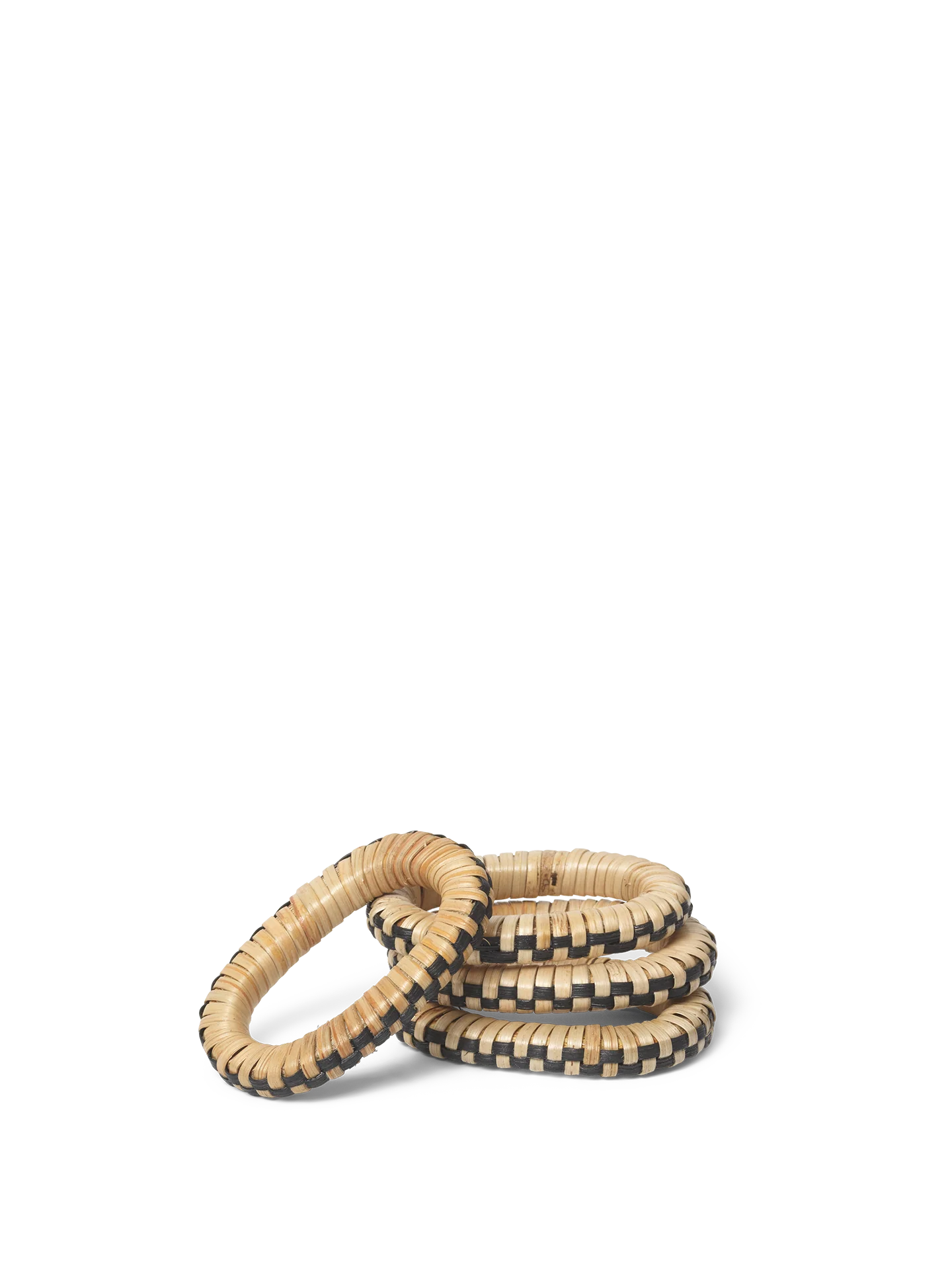 Weave Napkin Rings - Set of 4 - Natural/Black - Image 3